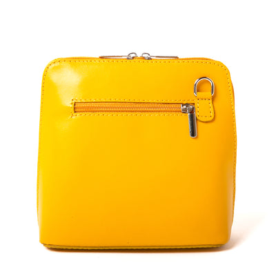 The yellow Bronte Crossbody Bag with zipped main compartment and back external zipped compartment