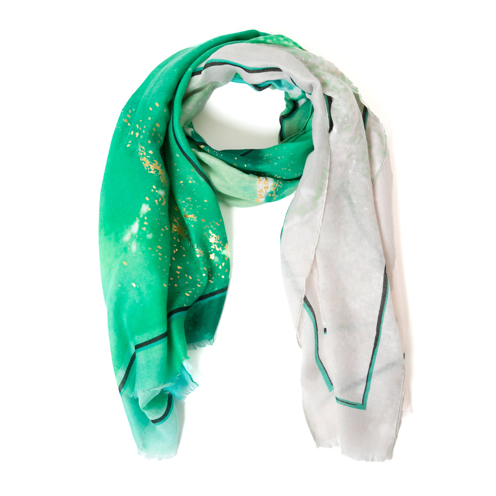 The Cairo Scarf in green with hints of black and metallic gold