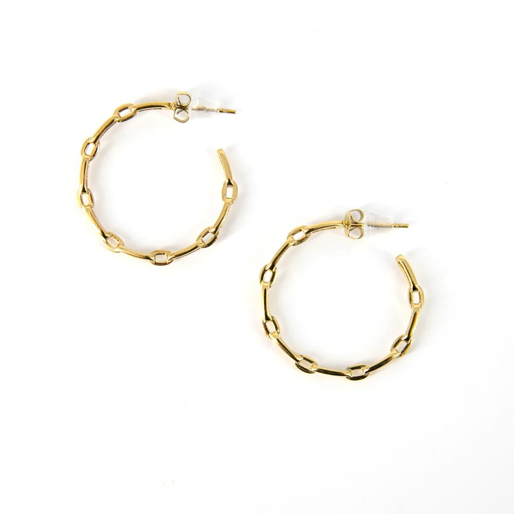 Eliza-womens-large-hoop-earrings-interlocking-chain-detail-jewellery-gold