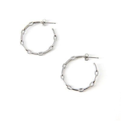 Eliza-womens-large-hoop-earrings-interlocking-chain-detail-jewellery-silver