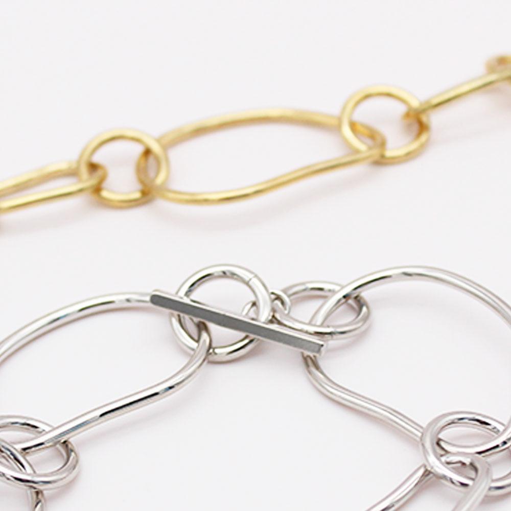 Ellen-Bracelet-Silver-Plated-Gold-Plated-Abstract-Link-Bracelet-T-Bar-Fastening-Womens-Jewellery