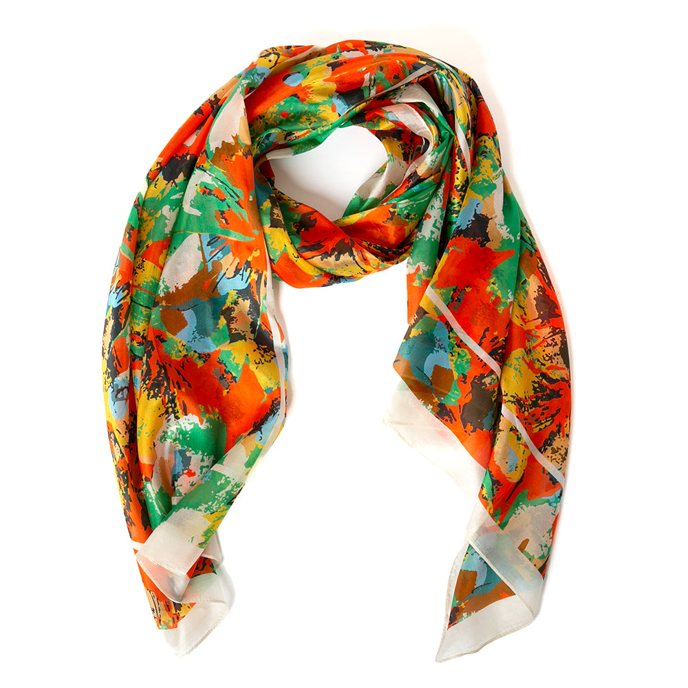 The Flower Paint Brush Silk Scarf is features a unique pattern and is made from 100% silk