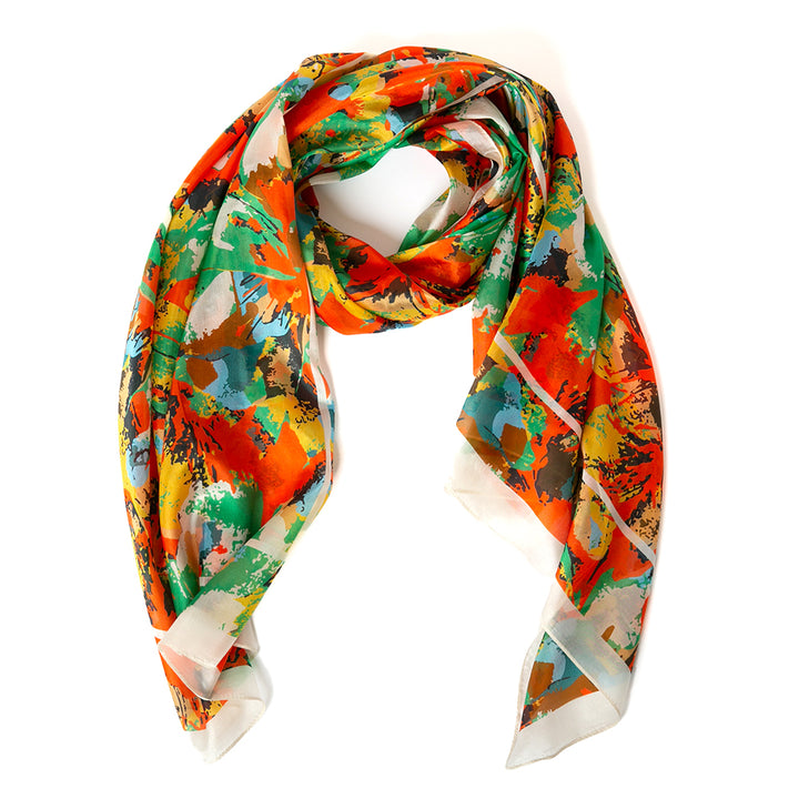 The Flower Paint Brush Silk Scarf is features a unique pattern and is made from 100% silk