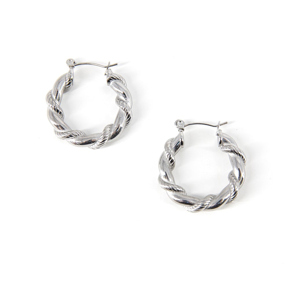 Katie-womens-medium-hoop-earrings-twisted-metal-design-womens-jewellery-silver