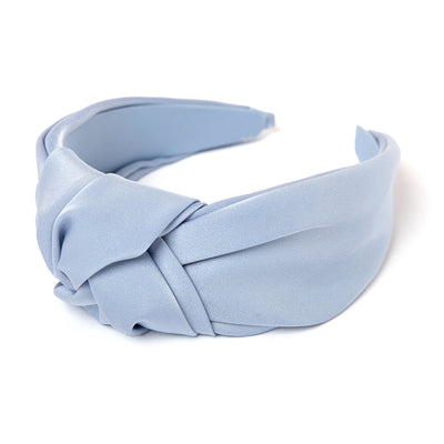 Knot detail headband in hydrangea blue, twist detail, beautiful soft blue