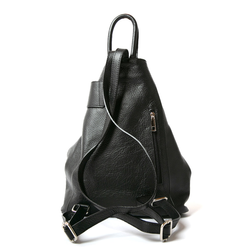 The Langton Black Women's Backpack, made from italian leather with backpack straps
