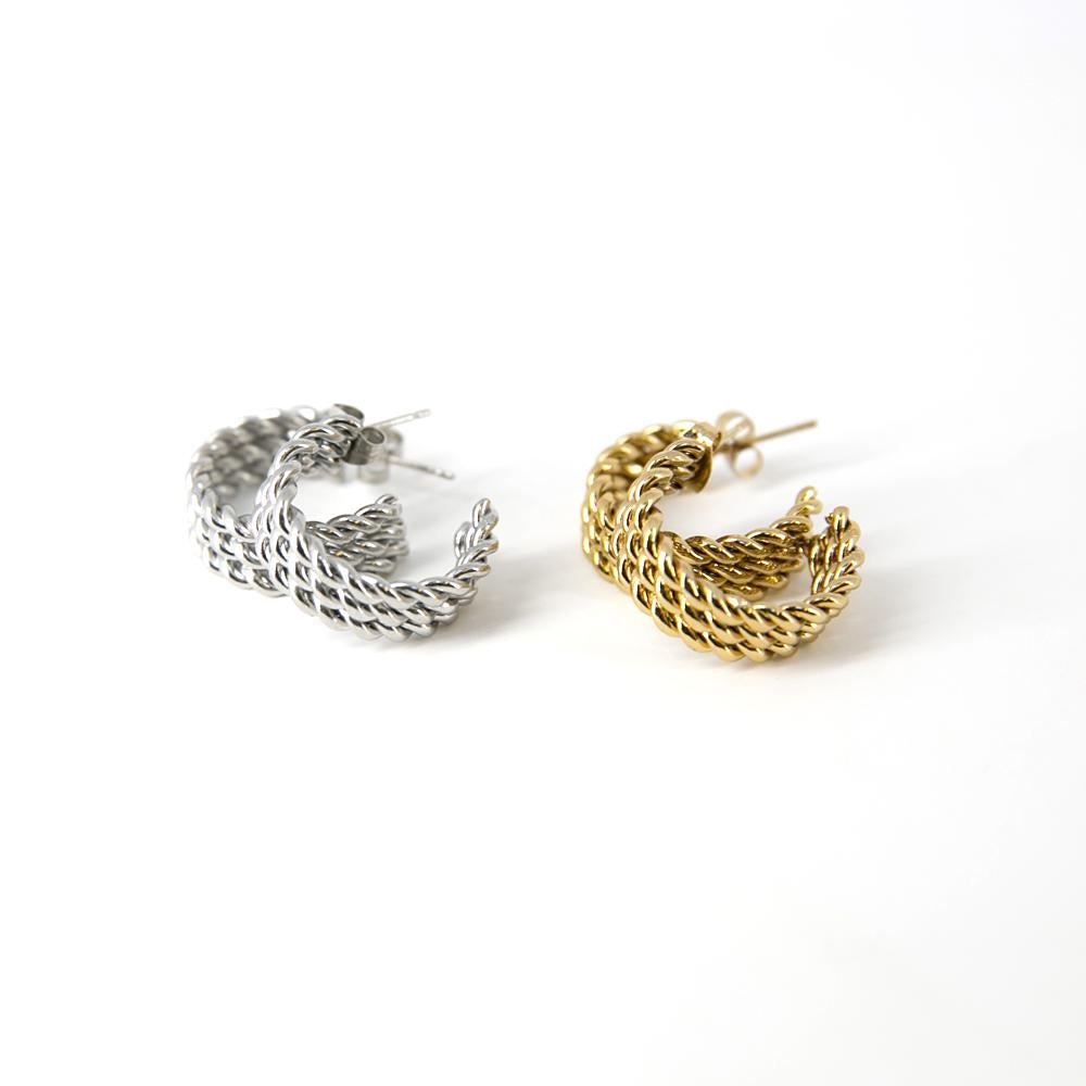 Laurie-womens-medium-hoop-earrings-twisted-metal-detail-jewellery-gold-and-silver