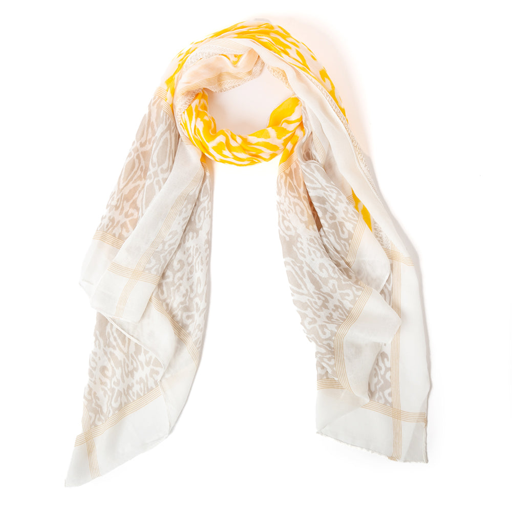 The New York Scarf in yellow made from a beautifully soft, lightweight viscose material