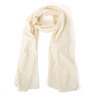 The Polka Dot Scarf in Cream. Lightweight scarf perfect for summer
