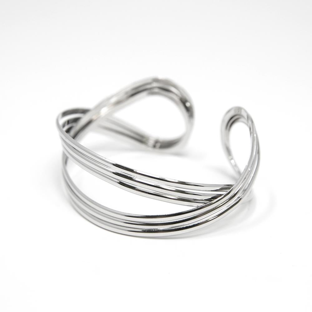 Rebecca-womens-bracelet-bangle-cros-over-double-loop-tear-drop-design-silver-plated-womens-jewellery