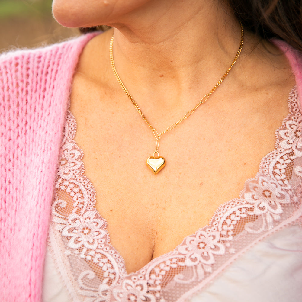 Rhia-large-link-short-chain-feature-womens-necklace-gold-heart-drop-pendant-detail-gold-necklace