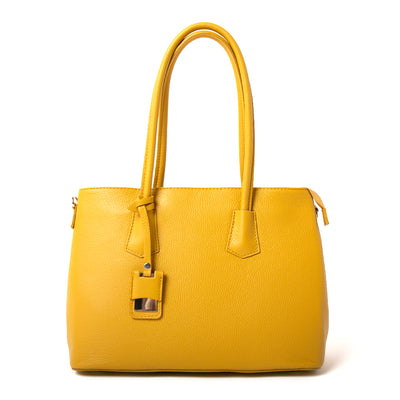 The Richmond Leather Handbag with a zip fastening, long shoulder handles and silver metal hardware