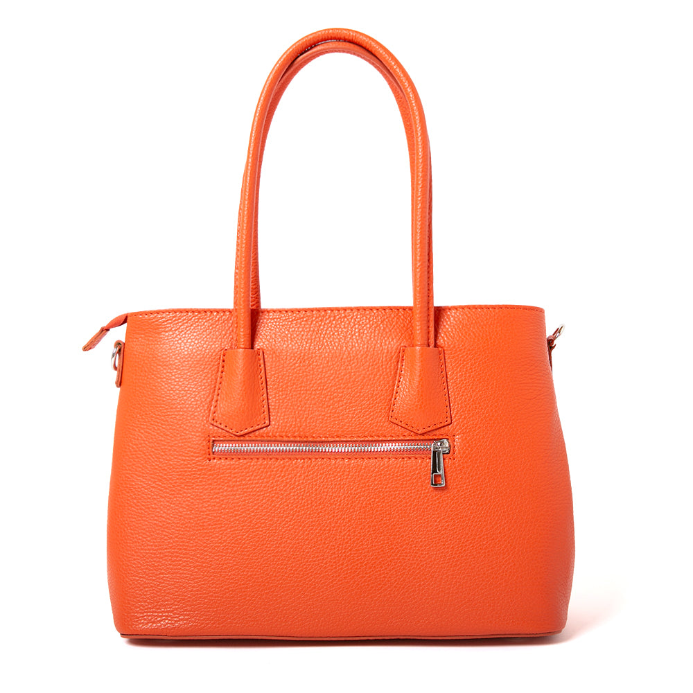 Back View of the Richmond Leather Handbag in vibrant Orange perfect to brighten up any outfit 