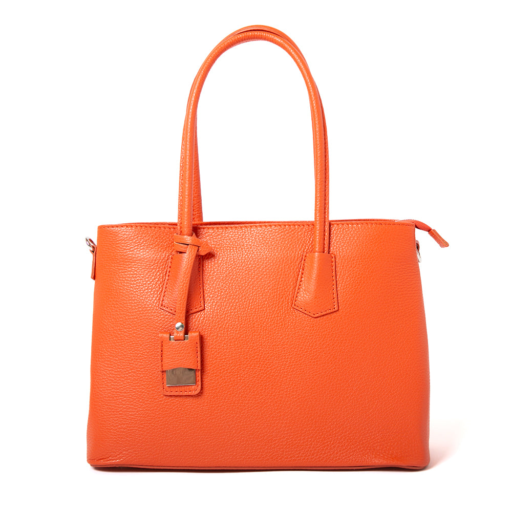 The Richmond, tote style, handbag in Orange made from beautiful Italian leather 