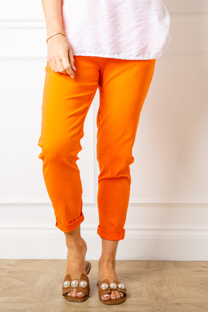 Orange Women's stretch trousers, soft, comfy, lightweight women's trousers, perfect for everyday wear.