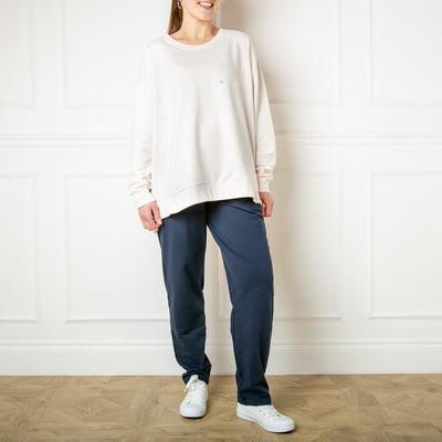 Tilley and Grace Joggers in Navy Blue with convenient side pockets
