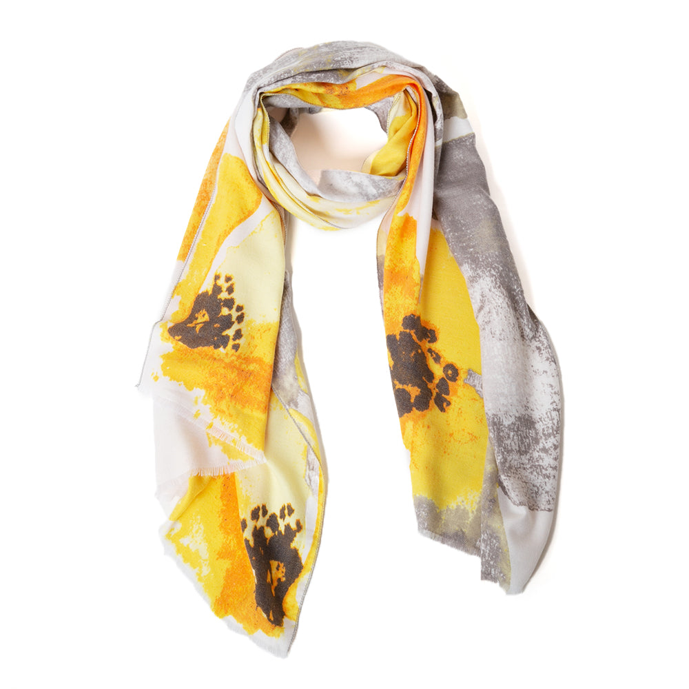 Tokyo Scarf in yellow with hints of grey and brown undertones